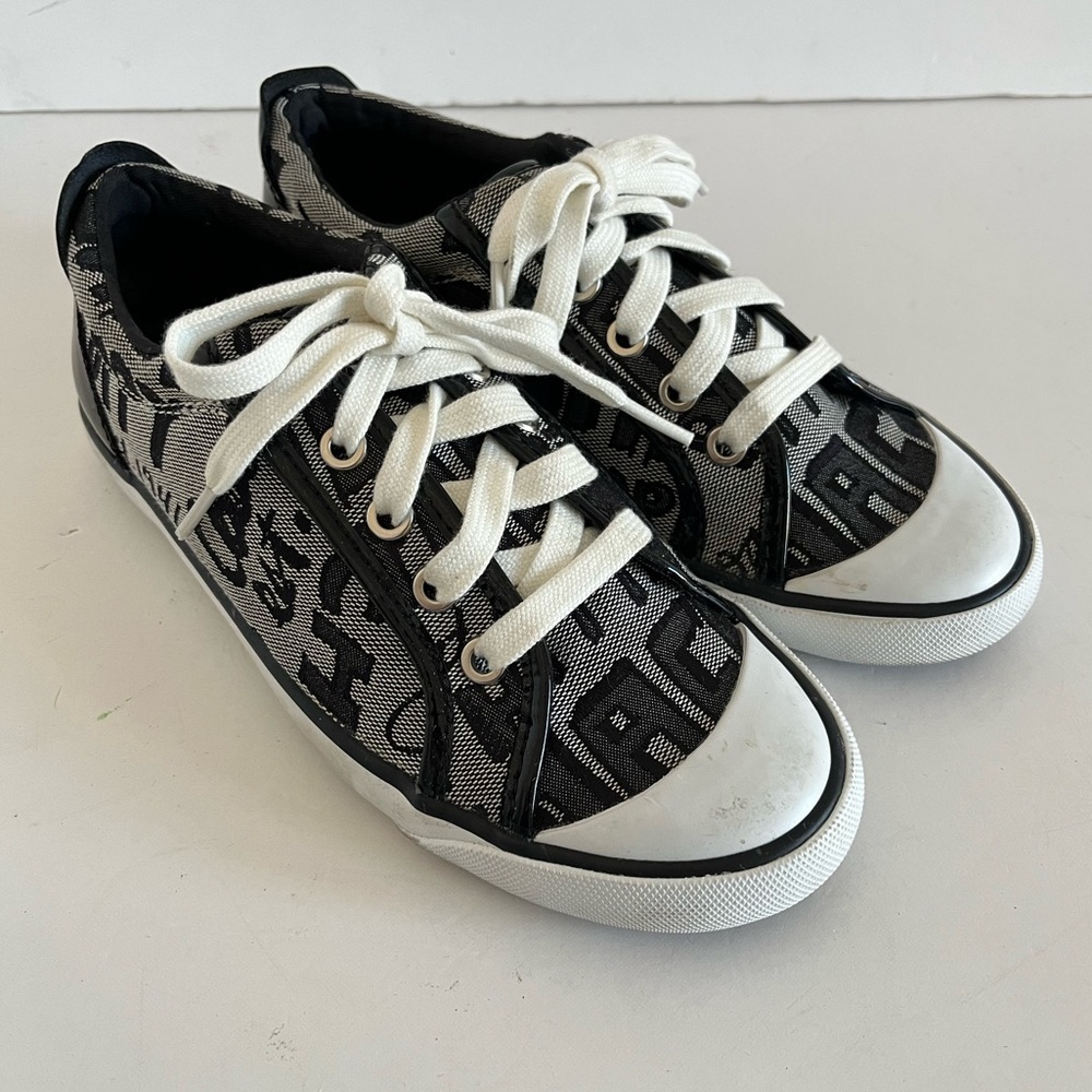 Coach Poppy Barrett Gray Monogram Lace Up Sneakers Size 6